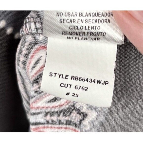 Robbie Bee Floral Medallion Wrap Dress Size 1X Gray Coral Pink Short Sleeve - Picture 9 of 11